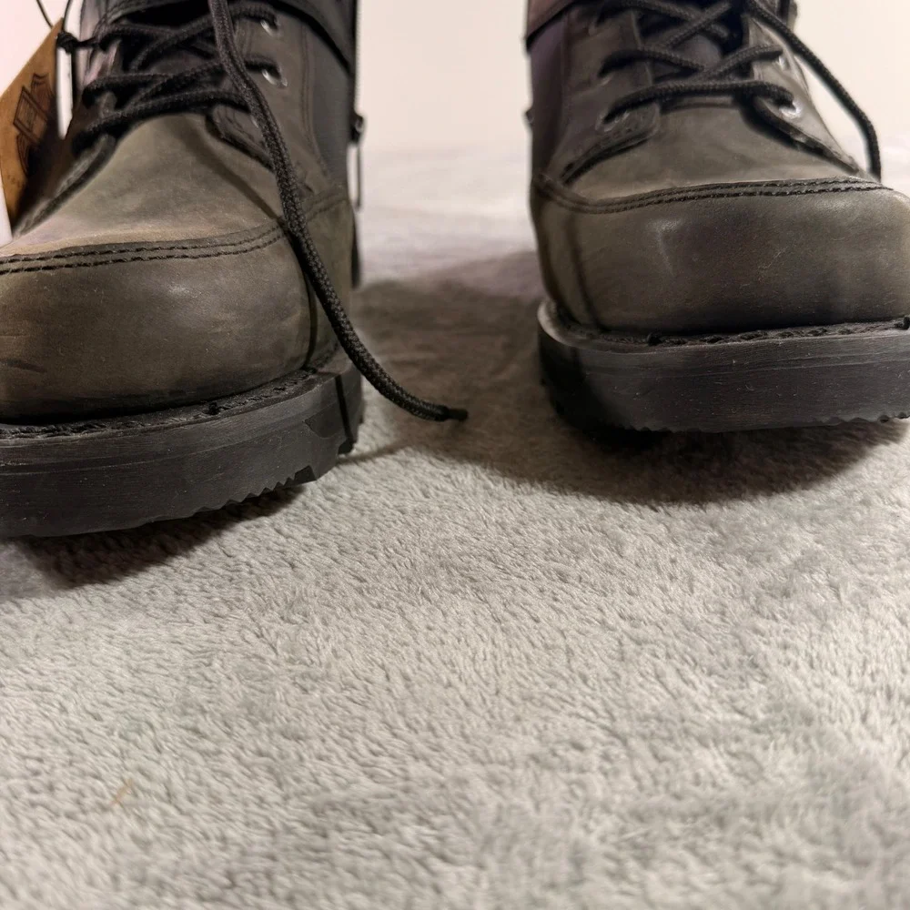 Harley-Davidson Riding Boots Men 12 Black Grey Leather Side Zip D93786